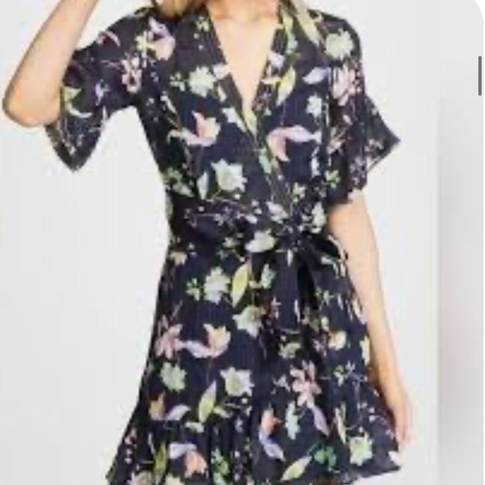Tanya Taylor Navy Floral Mini Dress